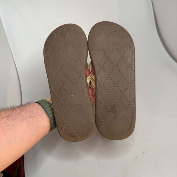 Skechers Cali Asana Women’s US Size 8 Yoga Foam Flip Flops Cream Brown Knit - Picture 9 of 16